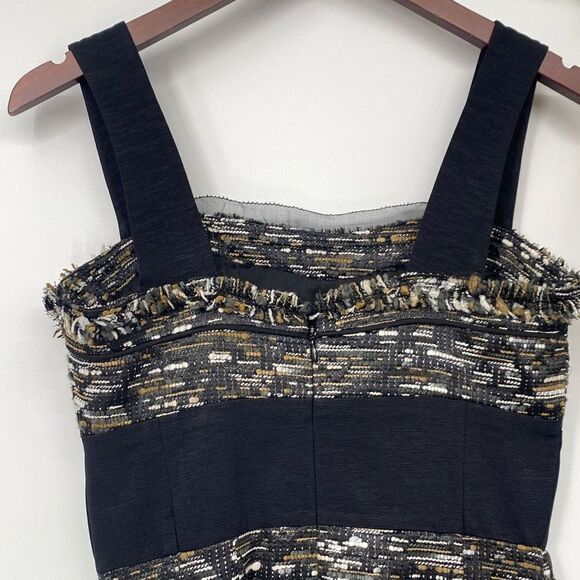 Aysha Tweed Sleeveless Dressy Mini Dress Metallic Weave Black Multi Size 2 - Picture 7 of 16